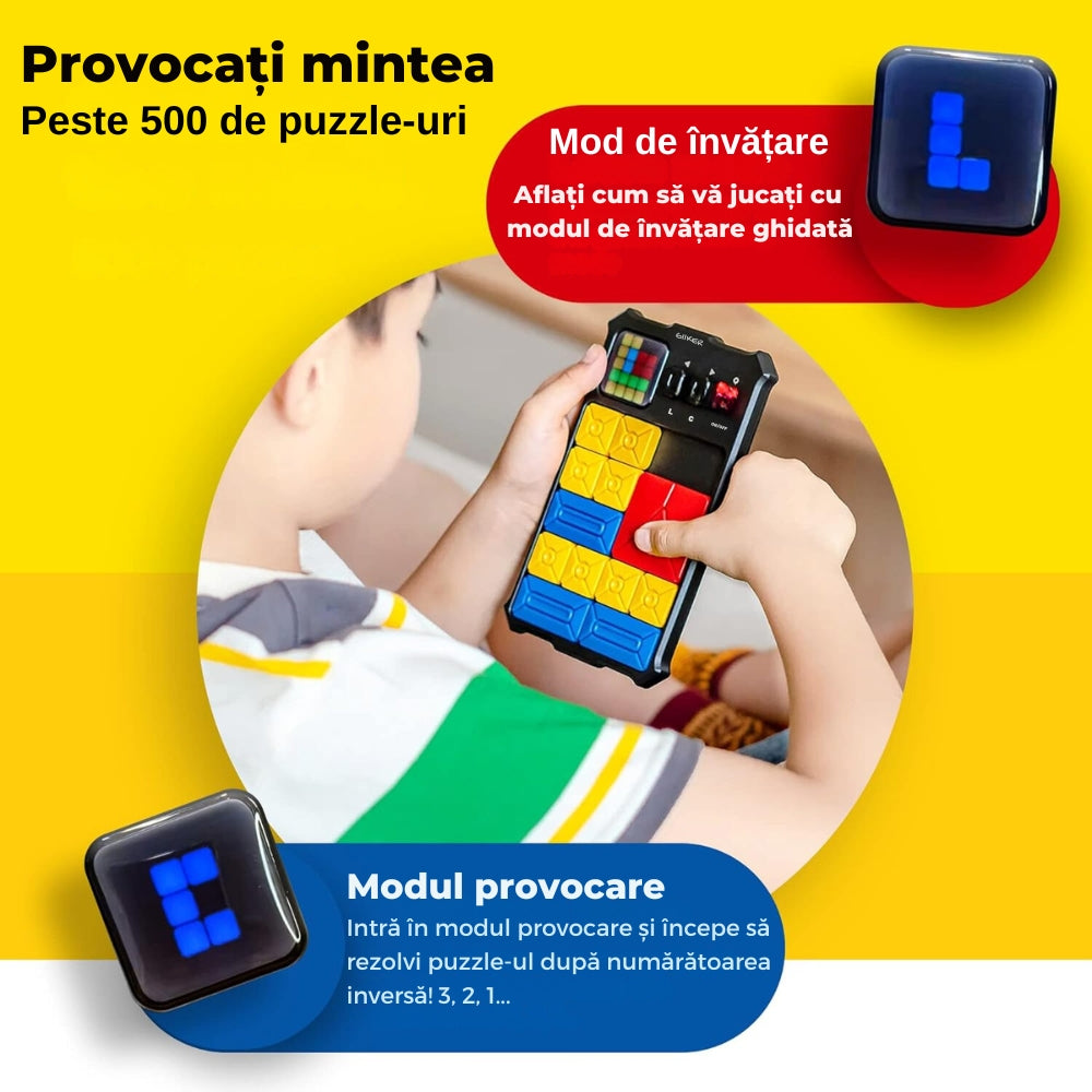 Joc Smart Electronic, Super Slide Puzzle Magnetic, Exaltus®, Peste 500 Moduri, Joc Destinat Dezvoltarii Inteligentei Si Creativitatii, Piese Magnetice Atractive, Culori Vii