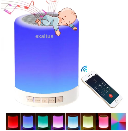 Dispozitiv sunete albe Exaltus® 2în1, cu lampă de veghe LED și design minimalist, culoare albă