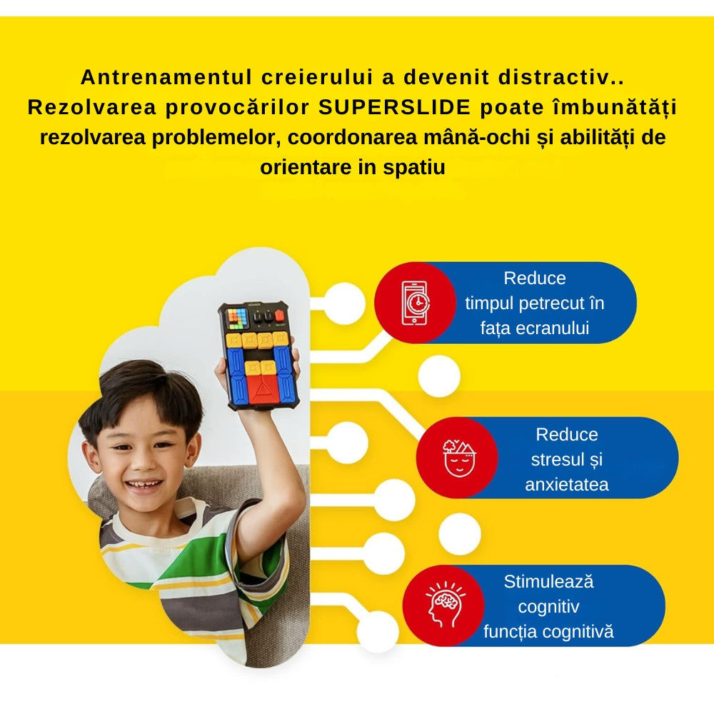 Joc Smart Electronic, Super Slide Puzzle Magnetic, Exaltus®, Peste 500 Moduri, Joc Destinat Dezvoltarii Inteligentei Si Creativitatii, Piese Magnetice Atractive, Culori Vii