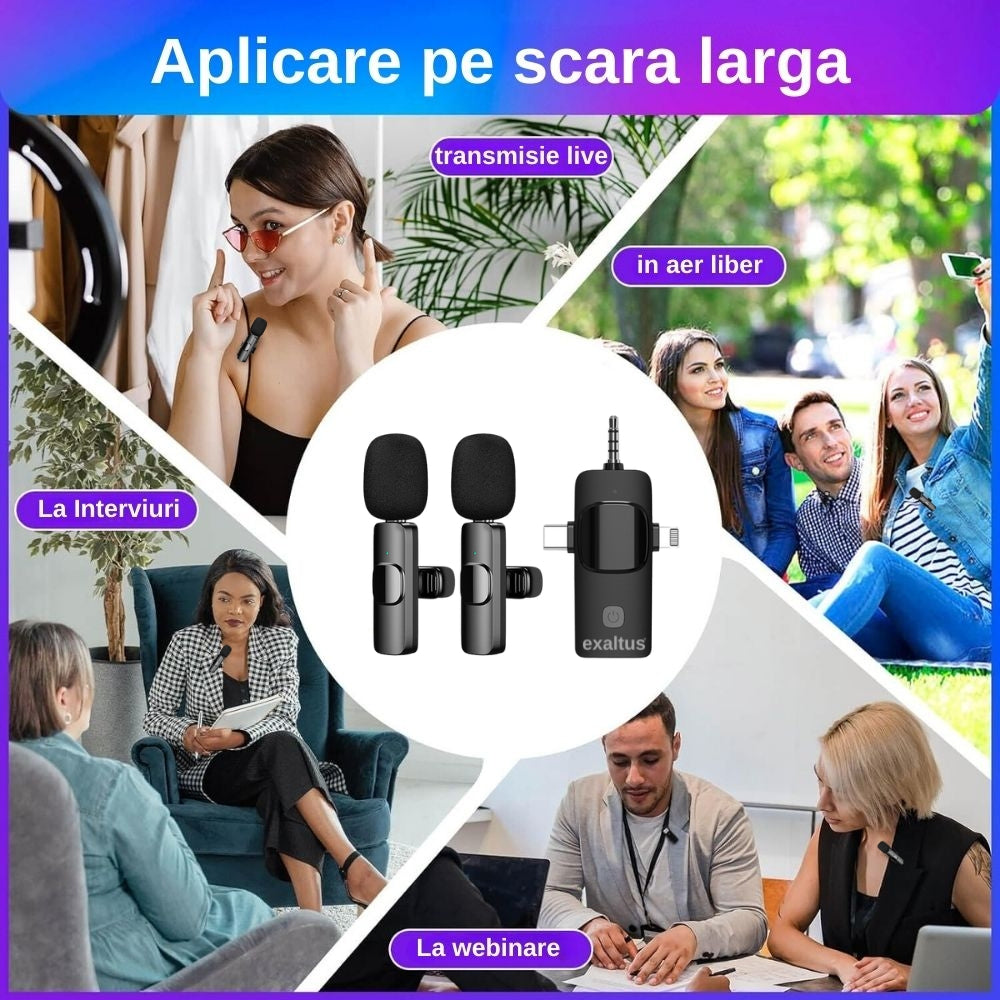 Aplicare pe scara larga, transmisie live, in aer liber, la interviuri, la webinare