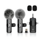 Set 2 microfoane profesionale lavaliera, Exaltus®, USB C, 3.5 Jack, Lightning, Wireless live, 2.4 GHz, Reincarcabile, Reducerea zgomotului de fundal