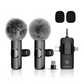 Set 2 microfoane profesionale lavaliera, Exaltus®, USB C, 3.5 Jack, Lightning, Wireless live, 2.4 GHz, Reincarcabile, Reducerea zgomotului de fundal