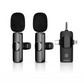 Set 2 microfoane profesionale lavaliera, Exaltus®, USB C, 3.5 Jack, Lightning, Wireless live, 2.4 GHz, Reincarcabile, Reducerea zgomotului de fundal